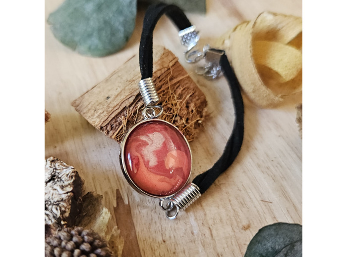 Bracelet en cordon avec pendentif et base ronde (20 mm) en acier inoxydable