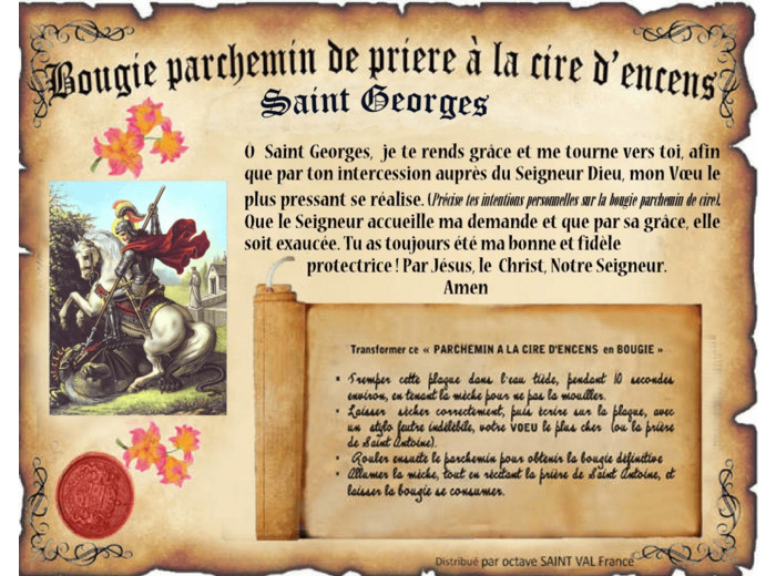 Bougie parchemin à la cire d'encens Saint Georges