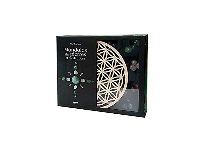 Coffret Mandalas de pierres et méditations - Avec 1 support en bois, 13 pierres et 1 livre