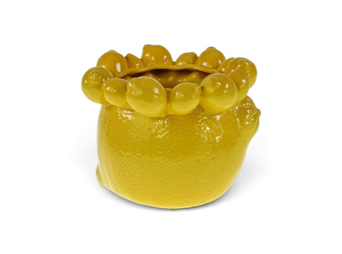 Cache-pot citron céramique jaune 24x24x19cm