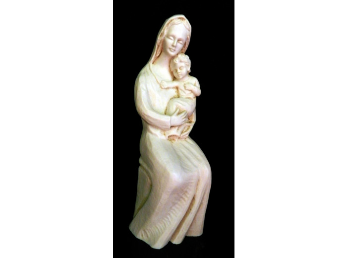 Vierge ASSISE résine TON IVOIRE 19cm
