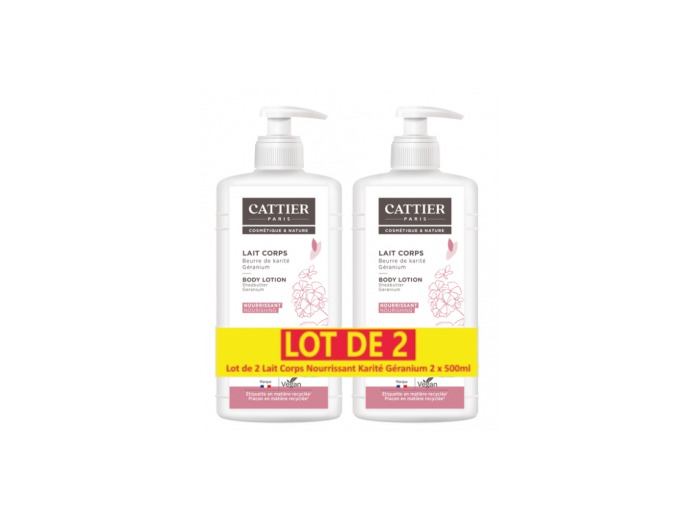 Lot de 2 lait Corps Nourrissant Karité Géranium 2 x 500ml
