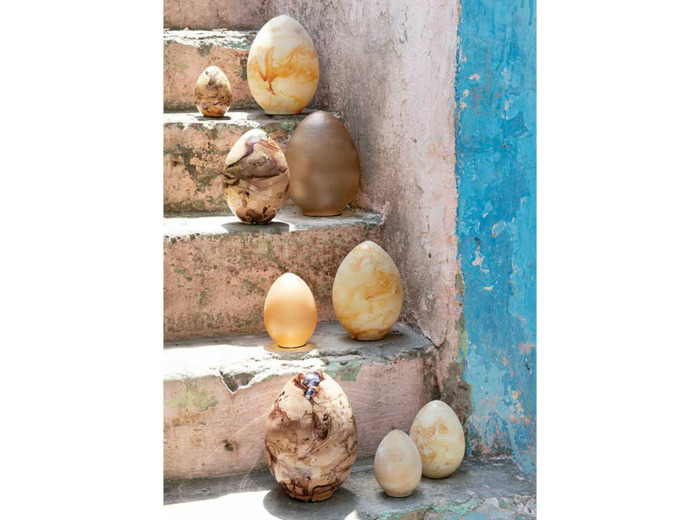 Œuf décoratif verre jaune 14x20cm