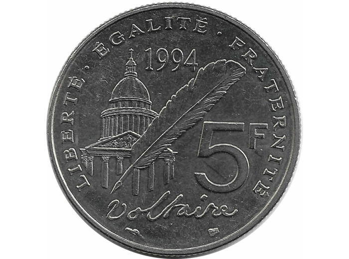 FRANCE 5 FRANCS VOLTAIRE 1994 SUP