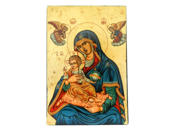 Icône sérigraphiée MDF- 9 x12 cm- PERPETUELLE BLEUE
