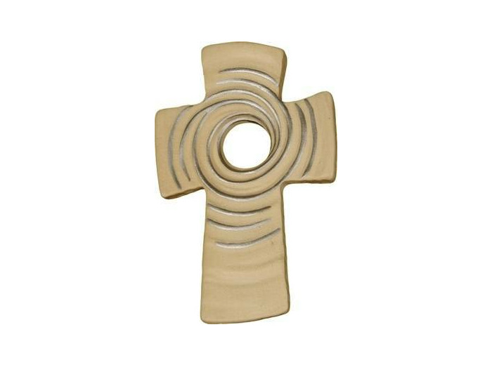 Croix de la Vie en bois- 12cm- NAT/ARGENT