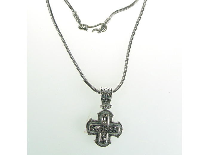 Collier Cordon + Croix en Argent 23x23