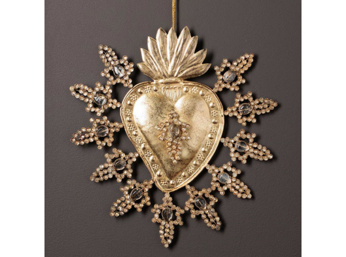 Grand Ex-voto antique et bijoux doré 25x27cm