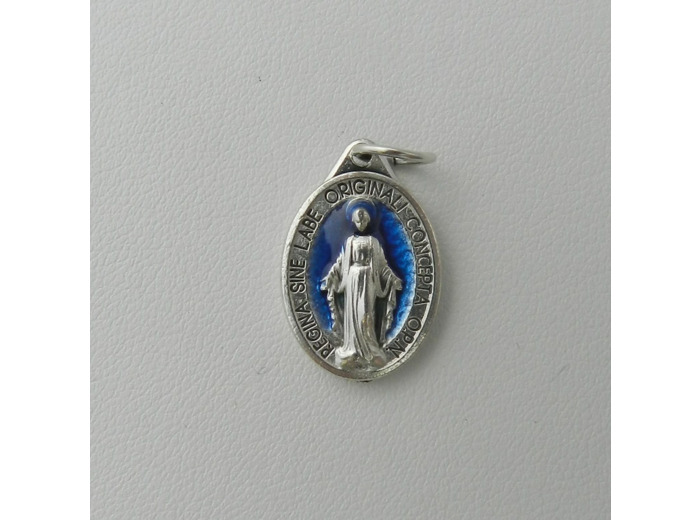 Médaille V. Miraculeuse ovale  OX 17mm Fond Bleu