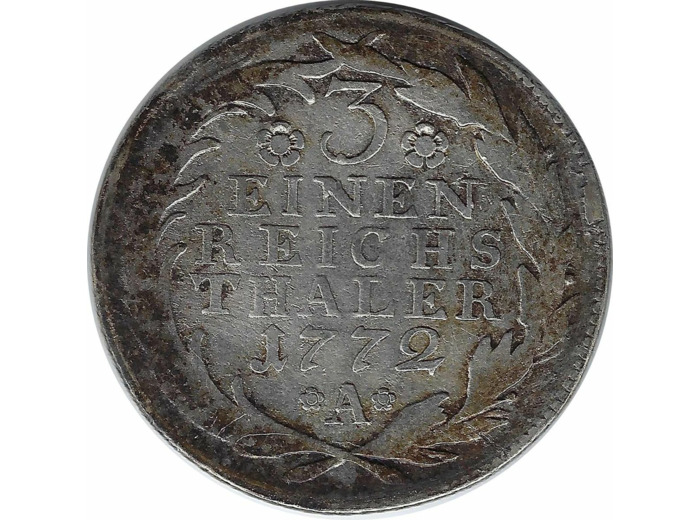 ALLEMAGNE PRUSSE 1/3 THALER 1772 A TB+