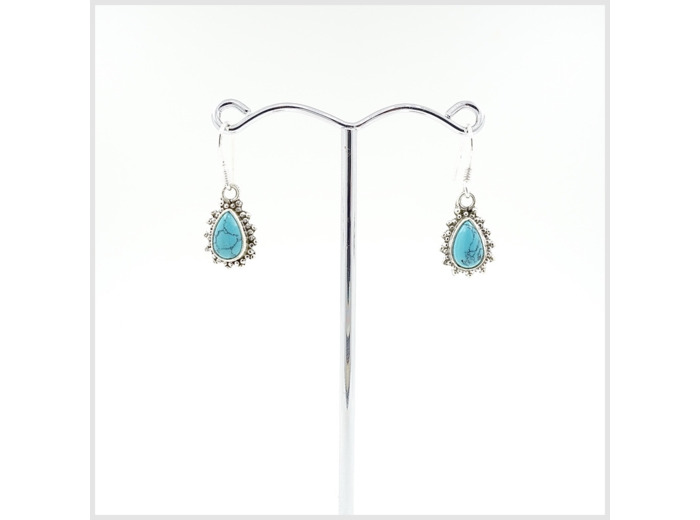 Boucles Turquoise en argent massif