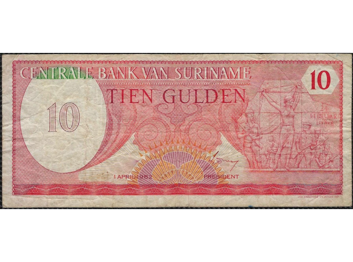 SURINAME 10 GULDEN 1 AVRIL 1982 TB+ (W126)