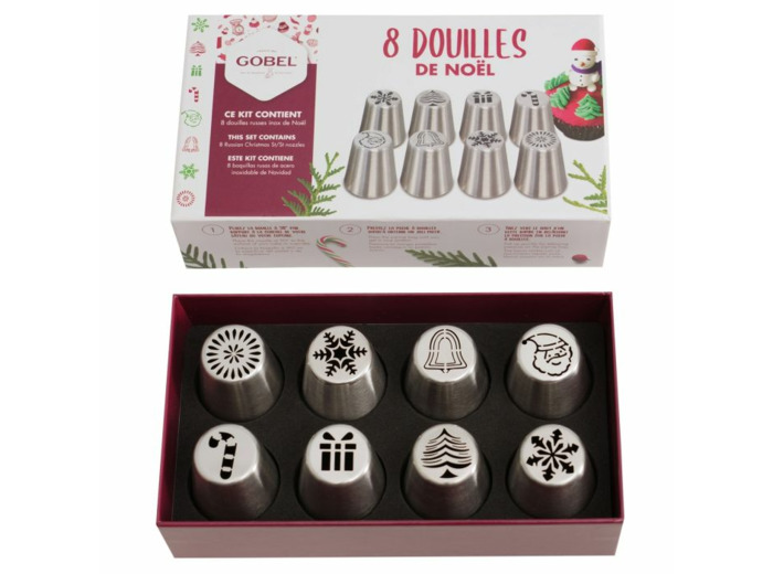 Coffret 8 douilles inox Noël