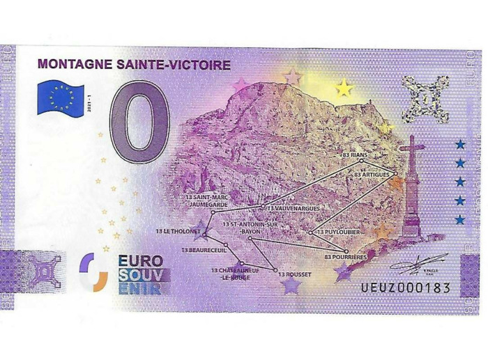 13 BERRE L'ETANG 2021-1 MONTAGNE SAINTE-VICTOIRE BILLET SOUVENIR 0 EURO NEUF