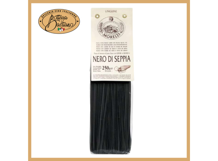 Pâtes au germe de blé à l'encre de seiche Linguine 250g