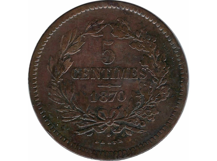 LUXEMBOURG 5 CENTIMES 1870 TB+