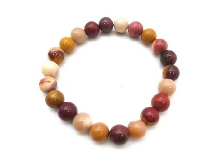 Bracelet en jaspe mookaïte 8 mm