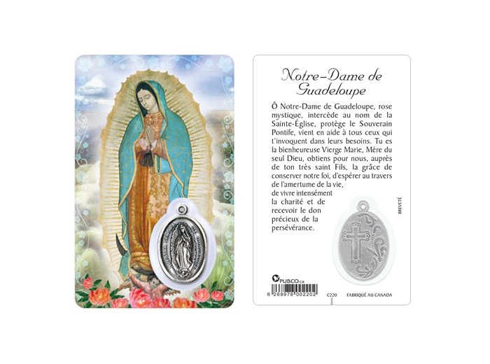 Carte-prière avec insertion ND de GUADALUPE
