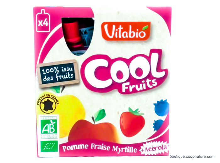 Purée Cool fruits Pomme Fraise Myrtille Acérola Bio 4x90g