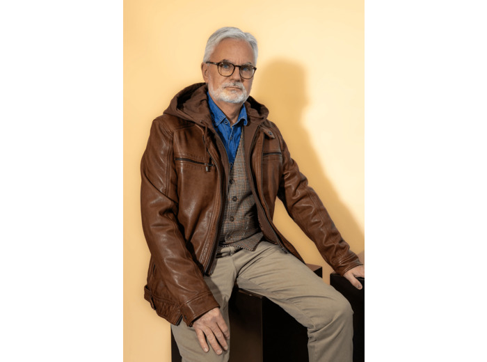 HER-4414 Blouson homme capuche amovible cuir cognac