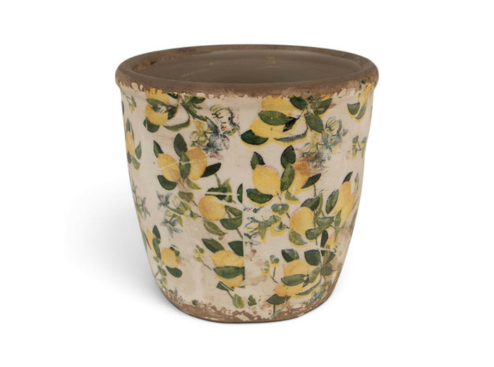 Cache-pot en Céramique Motif Citrons 14x13cm