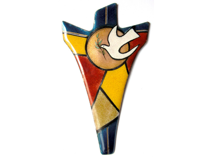 Vitrail du St Esprit op 14,5X8cm - EMAUX DU LIBAN