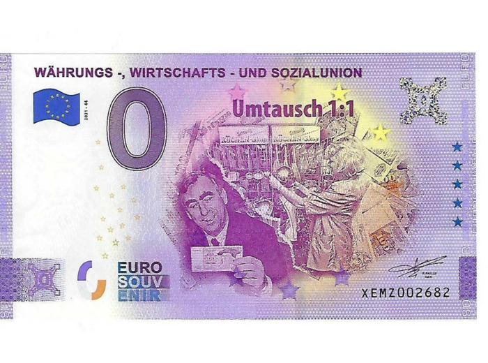 ALLEMAGNE 2021-44 WAHRUNGS WIRTSCHAFTS UND SOZIALUNION BILLET SOUVENIR 0 EURO