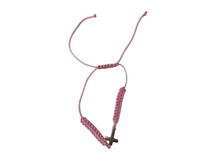 Bracelet Tressé avec Croix Rose