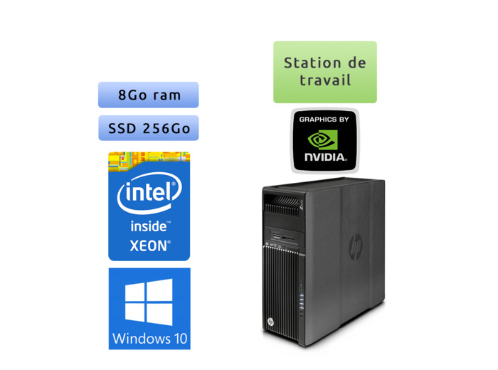 HP Workstation Z640 - Windows 10 - E5-2620 v3 8Go 256Go SSD - NVS 510 - Ordinateur Tour Workstation