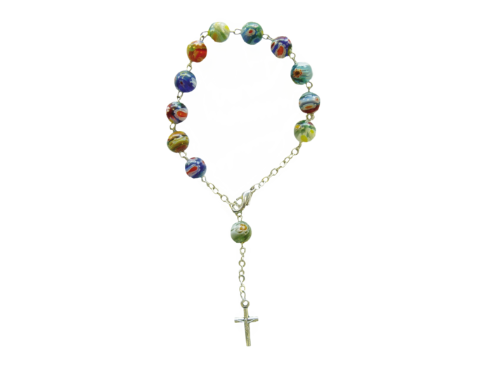 Dizainier Perles en Verre sur Chaîne Argentée - MURANO ASSORTIS