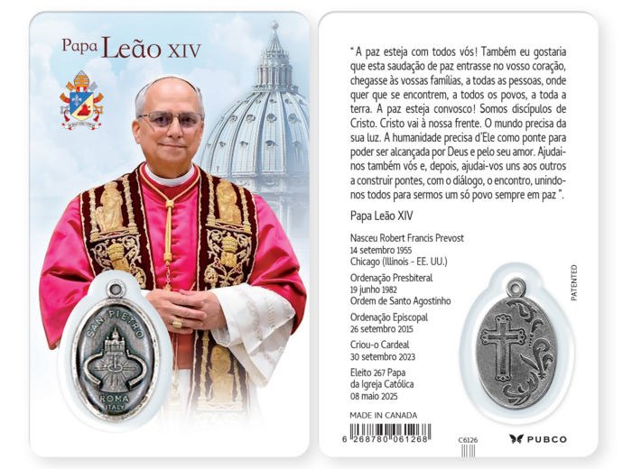 Carte-prière avec insertion PAPE LEON XIV - Portugais