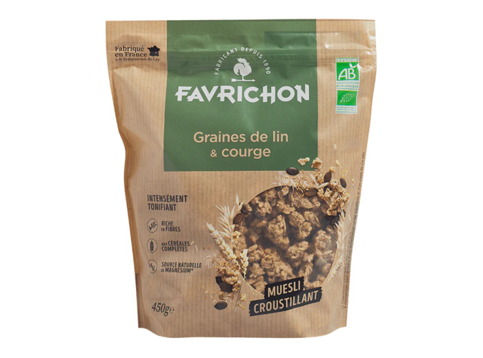 Muesli Bio Graines de Lin et Courge-450g-Favrichon