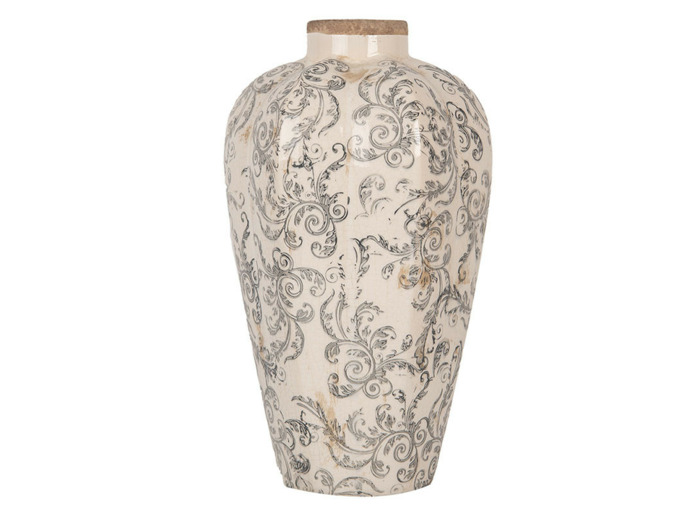 Vase céramique beige gris 21x21x35cm