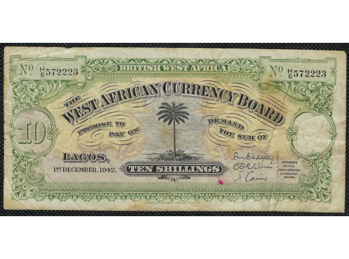 AFRIQUE OCCIDENTALE BRITANIQUE 10 SCHILLINGS 1-12-1942 TB (W7b)