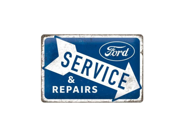 Plaque métal rétro Ford, Service & Repairs – Cadeau pour Fans de la marque FORD, Design vintage, 20 x 30 cm – Nostalgic-Art