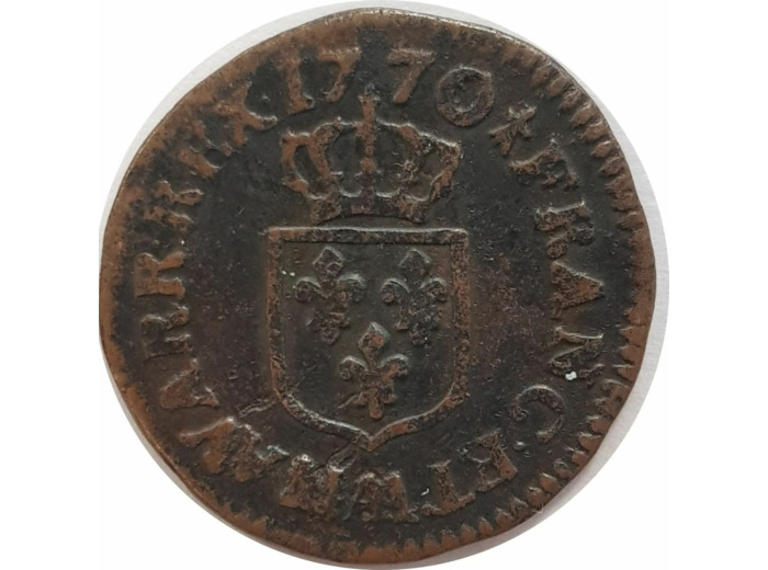 LOUIS XV (1715-1774) LIARD A LA VIEILLE TETE 1770 AA (Metz) TB