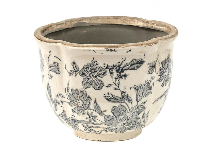 Pot de fleurs beige céramique 16x12cm