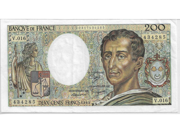 FRANCE 200 Francs MONTESQUIEU 1983 V.016 TTB+