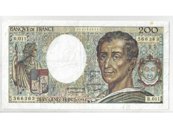 FRANCE 200 FRANCS MONTESQUIEU 1982 R.011 TTB