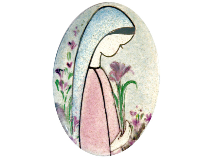 Vierge au coquelicot 6,4X4,4cm - EMAUX DU LIBAN