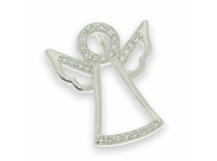Ange pendentif découpé en Argent 925 et Zirconiums- 1,5x1,5cm