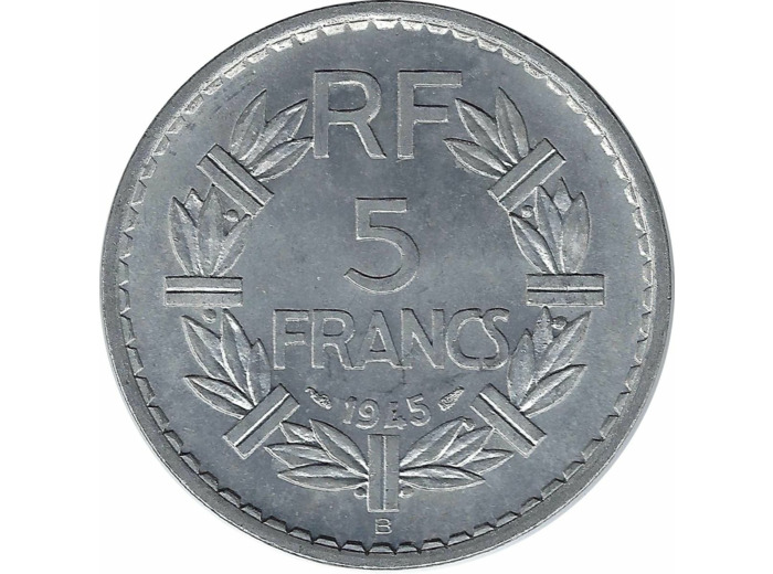 FRANCE 5 FRANCS LAVRILLIER Aluminium 1945 B TTB+ N2