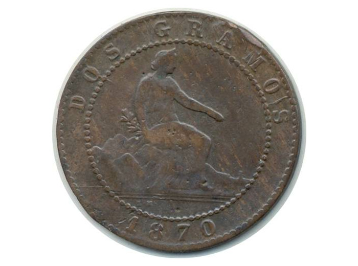 ESPAGNE 2 CENTIMOS 1870 TB+ (W661)