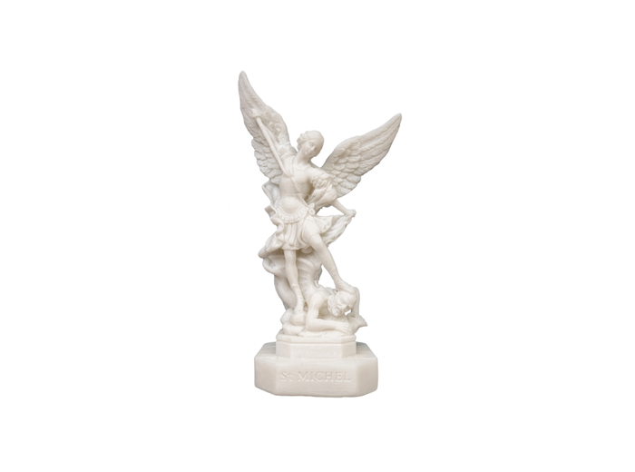 Saint Michel - Statue en albâtre 12cm - Blanc