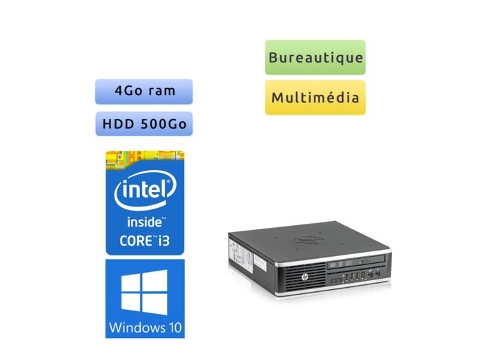 Hp 8300 Elite SFF - Windows 10 - i3 4Go 500Go - PC Tour Bureautique Ordinateur