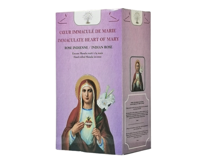 1 étui de 12 bâtons d'Encens - Coeur Immaculé de Marie - Rose Indie