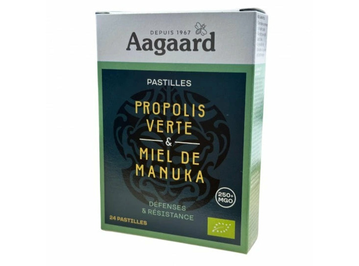 Pastilles propolis verte et miel de Manuka Bio-24 pastilles-Aagaard