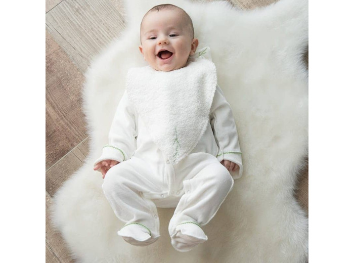 Grand bavoir feuille Eponge coton bio