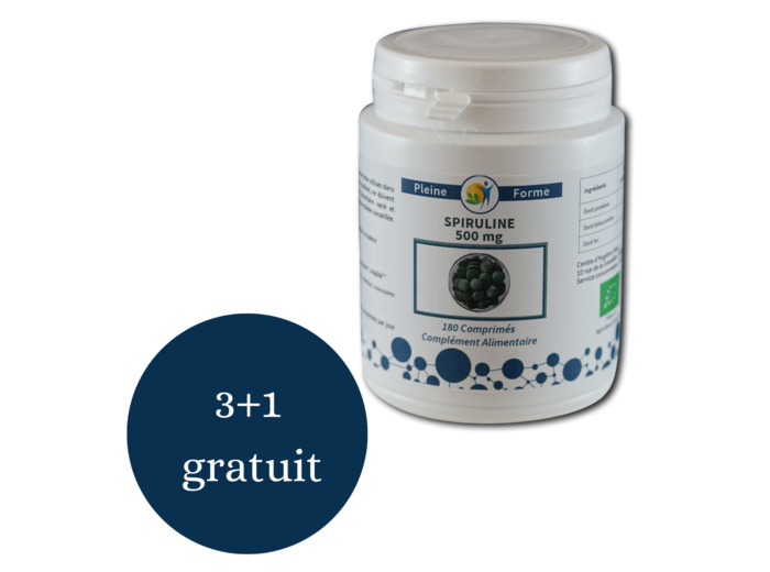 Spiruline bio 500mg-180 comprimés-Pleine forme