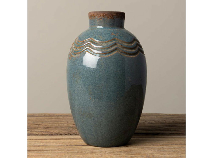 Vase gris bleu Grâce 15x9cm